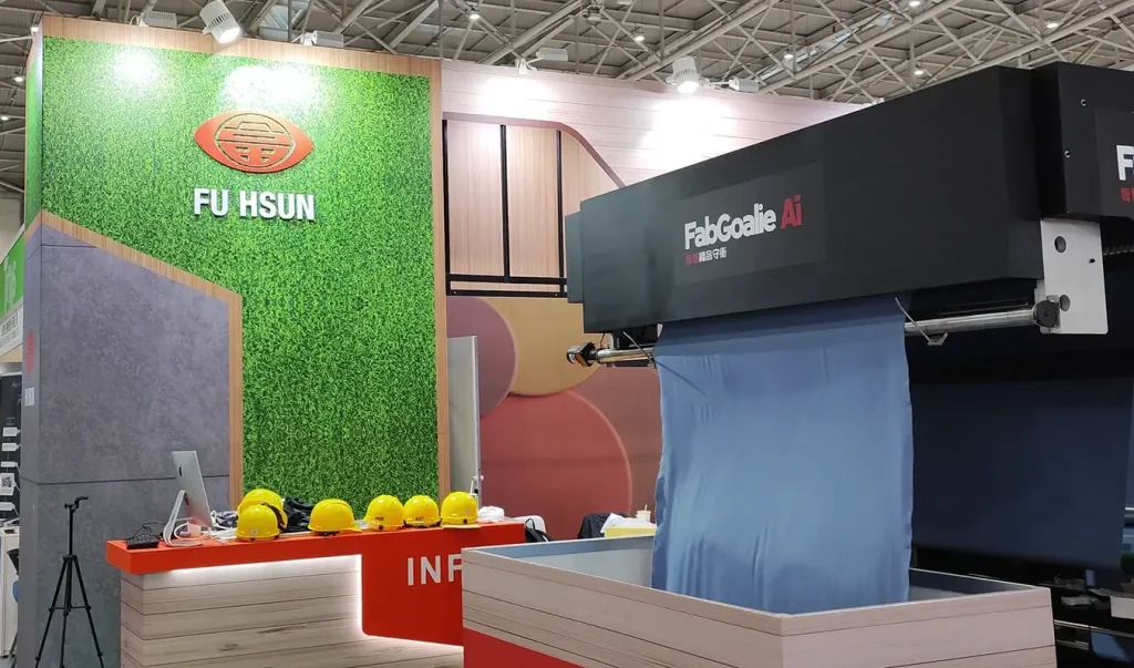Front of FabGoalie AI at Fu Hsun booth at Titas 2024 in Taiwan